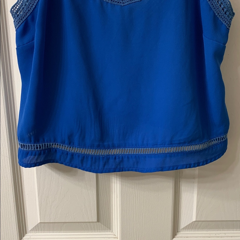 🌷3 for $25🌷Paper Crane, US S, Blue Lace Trim Crop Adjustable Strap Camisole Top - Picture 5 of 7